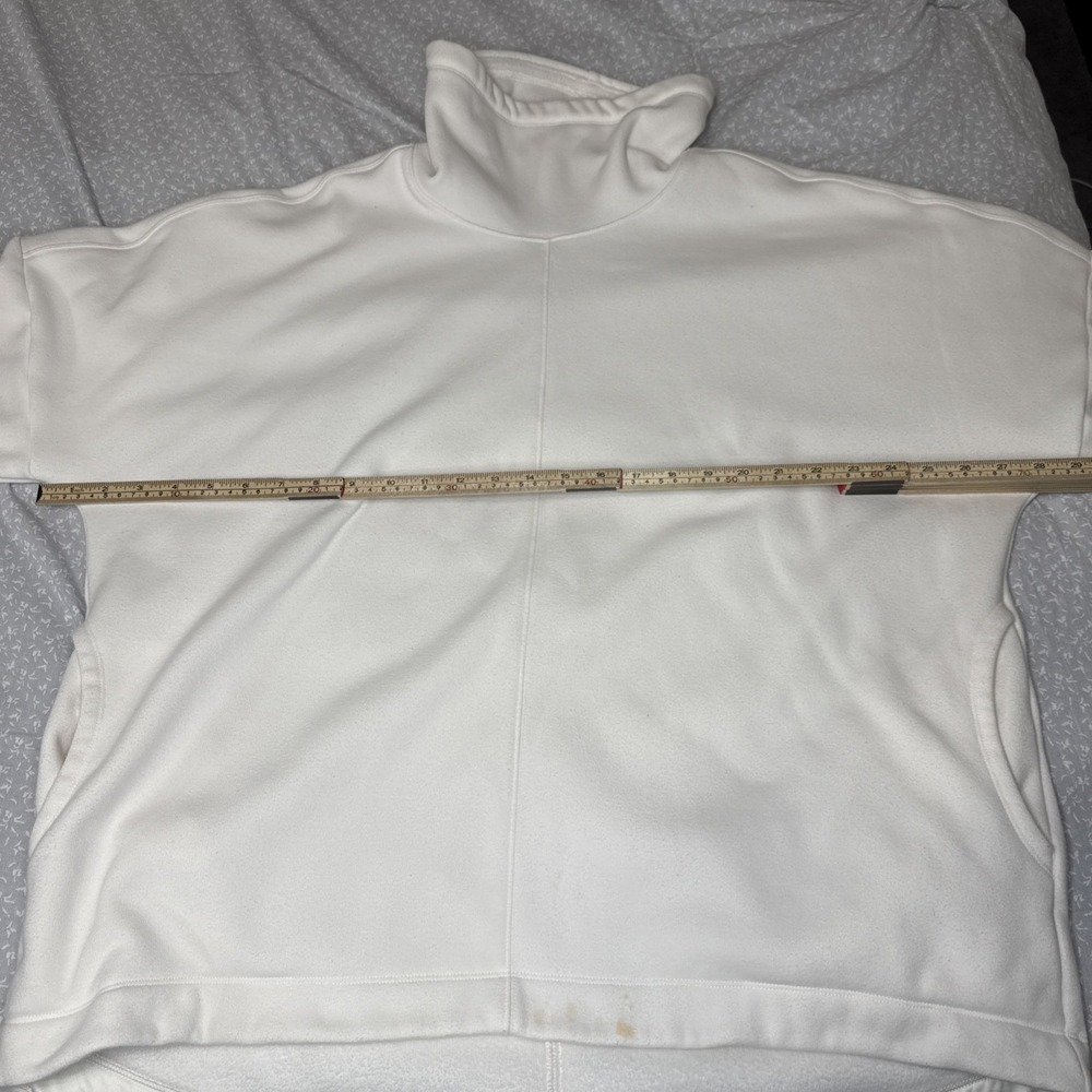 Athleta White Fleece Mock Neck Top XL Oversized Cozy Quiet Luxury Athleisure - Picture 10 of 14